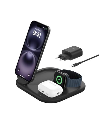 Belkin BoostCharge 3-in-1 Ladestation für Apple-Geräte, 15 W, klappbar, MagSafe-kompatibel, rutschfest, Schnellladen, Schwarz #Belkin #Apple #Ladestation #Innovation #Deutschland #Geschenk #Deals - Jetzt bei Amazon kaufen!