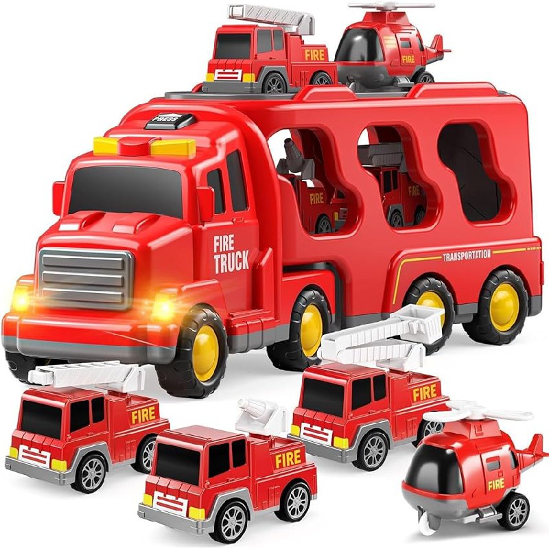 TEMI Feuer Spielzeug für 3-6 Jahre alte Jungen und Mädchen, 5-in-1 Träger LKW Transport für Kleinkinder. #TEMI #Spielzeug #Lastwagen #Deal #Deutschland #Geschenk #Deals - Jetzt bei Amazon kaufen!