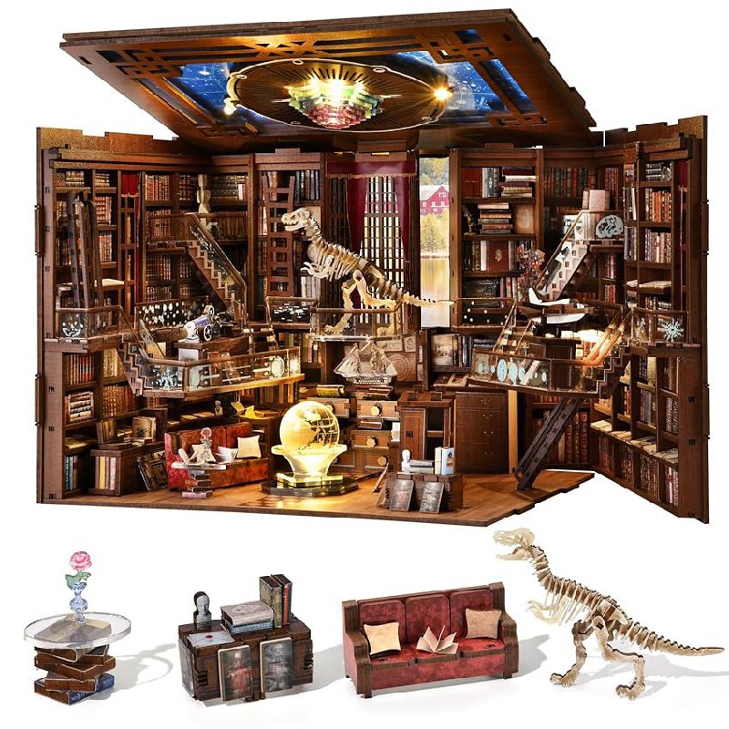 Miniatur Puppenhaus Kit für Book Nook gestaltet im Bibliotheksstil. Kreatives DIY-Projekt mit historischem Flair. #Miniatur #Puppenhaus #DIY #Kreativität #Weihnachten #Geschenk #Schnäppchen - Jetzt bei Amazon kaufen!