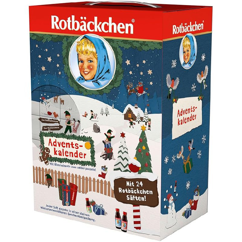 Rotbackchen Adventskalender mit 24 Minis à 125ml. Gesund durch die Vorweihnachtszeit zum historischen Tiefstpreis. #Rotbackchen #Adventskalender #Gesundheit #Angebote #Weihnachten #Geschenk #Deals - Jetzt bei Amazon kaufen!