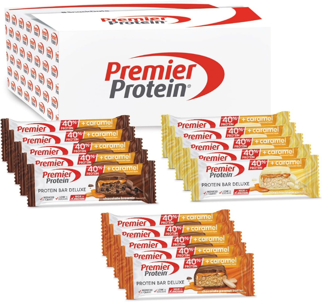 Genieße die Deluxe 40 Protein Bars von Premier Protein! 15x50g Multiflavourbox mit wenigen Kohlenhydraten und wenig Zucker. #PremierProtein #ProteinBar #LowCarb #FitnessBuddy #Deutschland #Geschenk #Coupon - Jetzt bei Amazon kaufen!