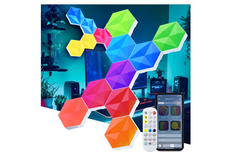 Pack of 10 Hexagon Light Panels, 55mm, RGB IC, Colour Changing, Music Sync, Time Switch for Indoor Decor, Gaming Room #LEDlights #SmartHome #Lighting #Discounts #Deutschland #Geschenk #Schnäppchen - Jetzt bei Amazon kaufen!