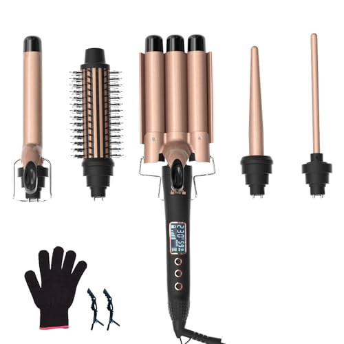 Vielseitiges Lockenstab Set mit Glättungsbürste und Welleneisen. LCD-Temperaturanzeige, einstellbare Hitze, Handschuhe und Clips enthalten. #Haarstyling #Lockenstab #Glättungsbürste #Vielseitig #Deutschland #Geschenk #Angebot - Jetzt bei Amazon kaufen!