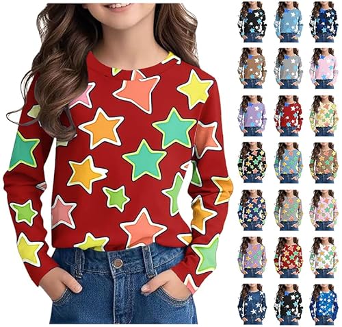 Stylisches Langarmshirt für Mädchen mit 3D Sternendruck. Bequem und trendy für jede Gelegenheit. #Mädchenmode #Langarmshirt #Y2K #Sternenprint #Weihnachten #Geschenk #Coupon - Jetzt bei Amazon kaufen!