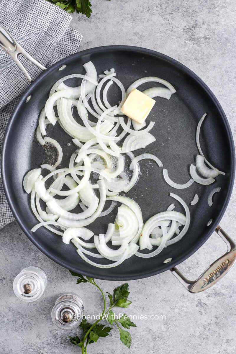 onions and butter in a skillet