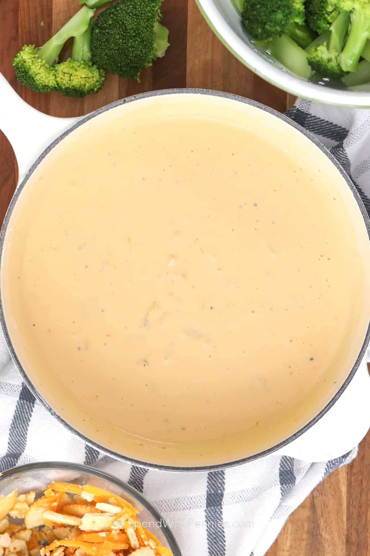 cheese sauce in a saucepan