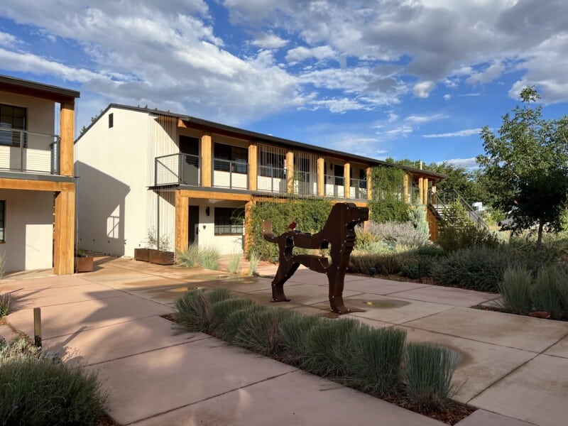 Dog sculpture at Best Friends Roadhouse and Mercantile in Kanab, UT