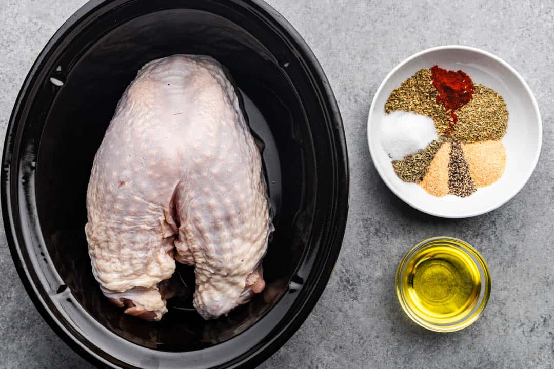 slow cooker turkey breast ingredients on table