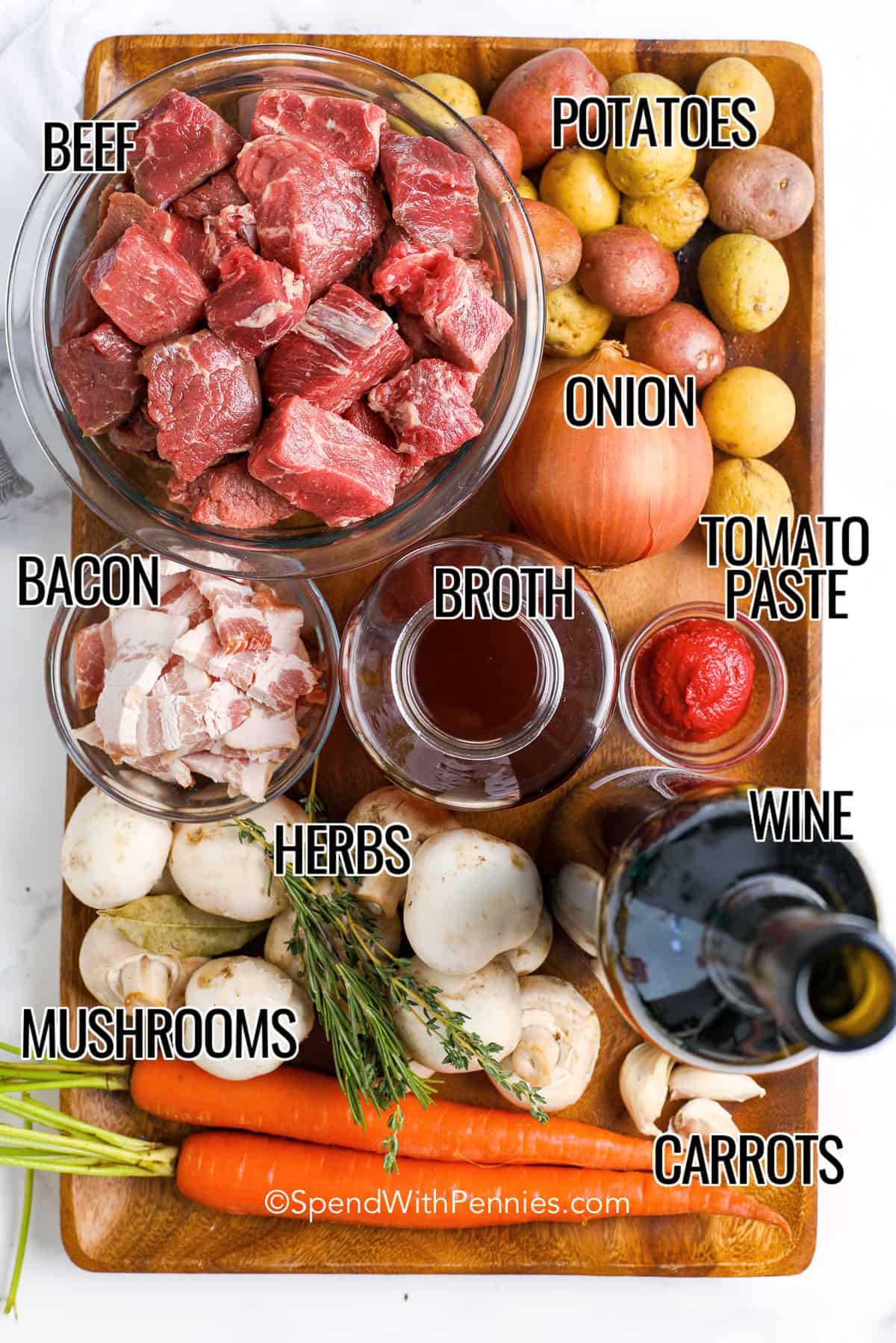 Ingredients for Beef Bourguignon