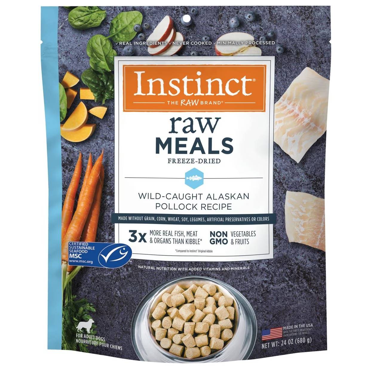 Instinct Freeze-Dried Raw Meals Grain-Free Wild-Caught Alaskan Pollock Recipe Dog Food