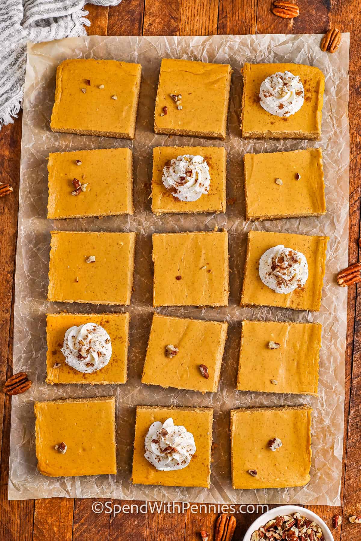 slices of Pumpkin Cheesecake Bars