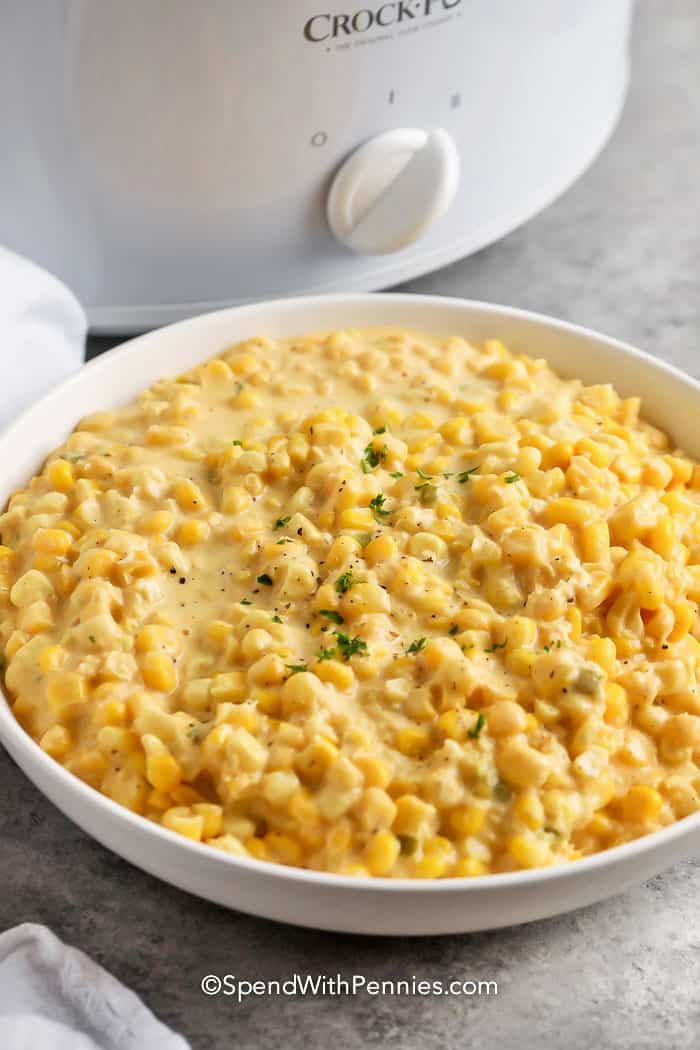 bowl of Crock Pot Creamed Corn