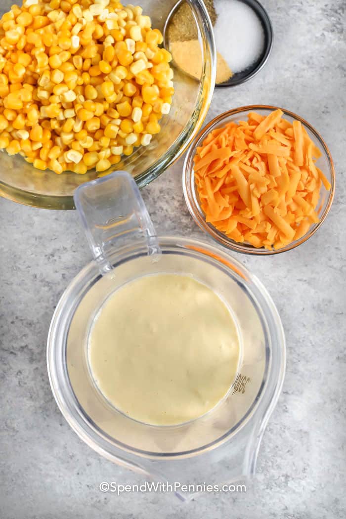 blended corn and cream cheese to make Crock Pot Creamed Corn