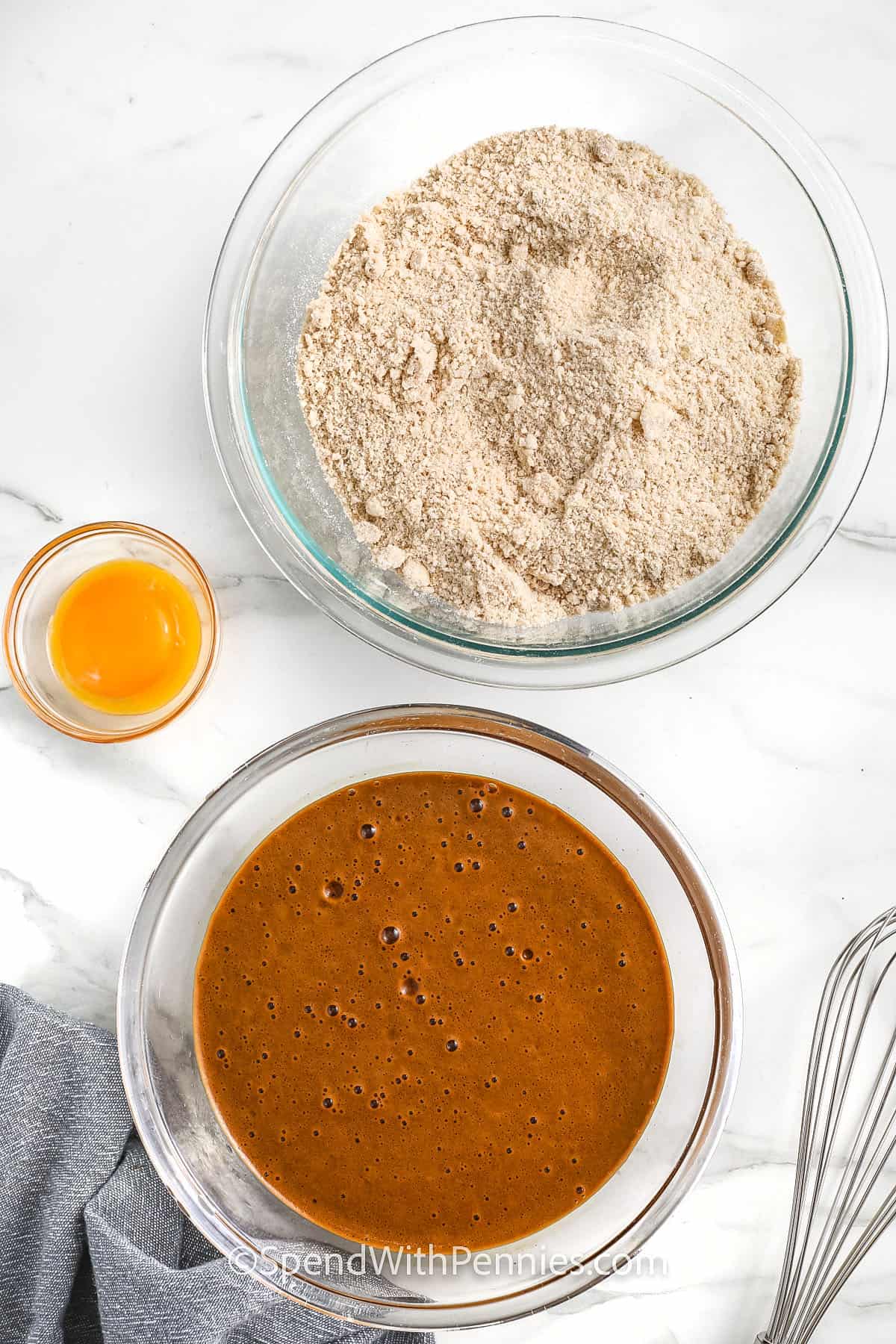 mixing ingredients together to make filling for Shoofly Pie