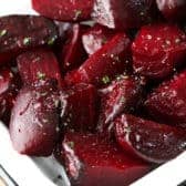 Roasted Beets in a dish with parsley