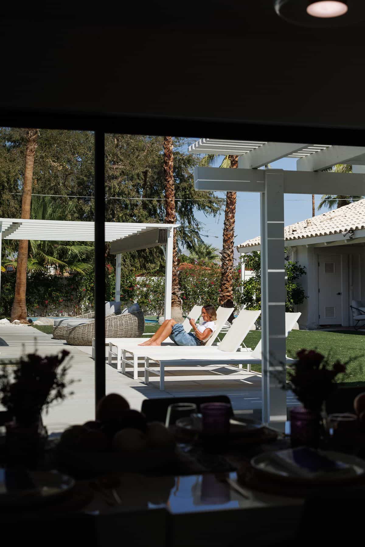 Sitting by the pool in Palm Springs