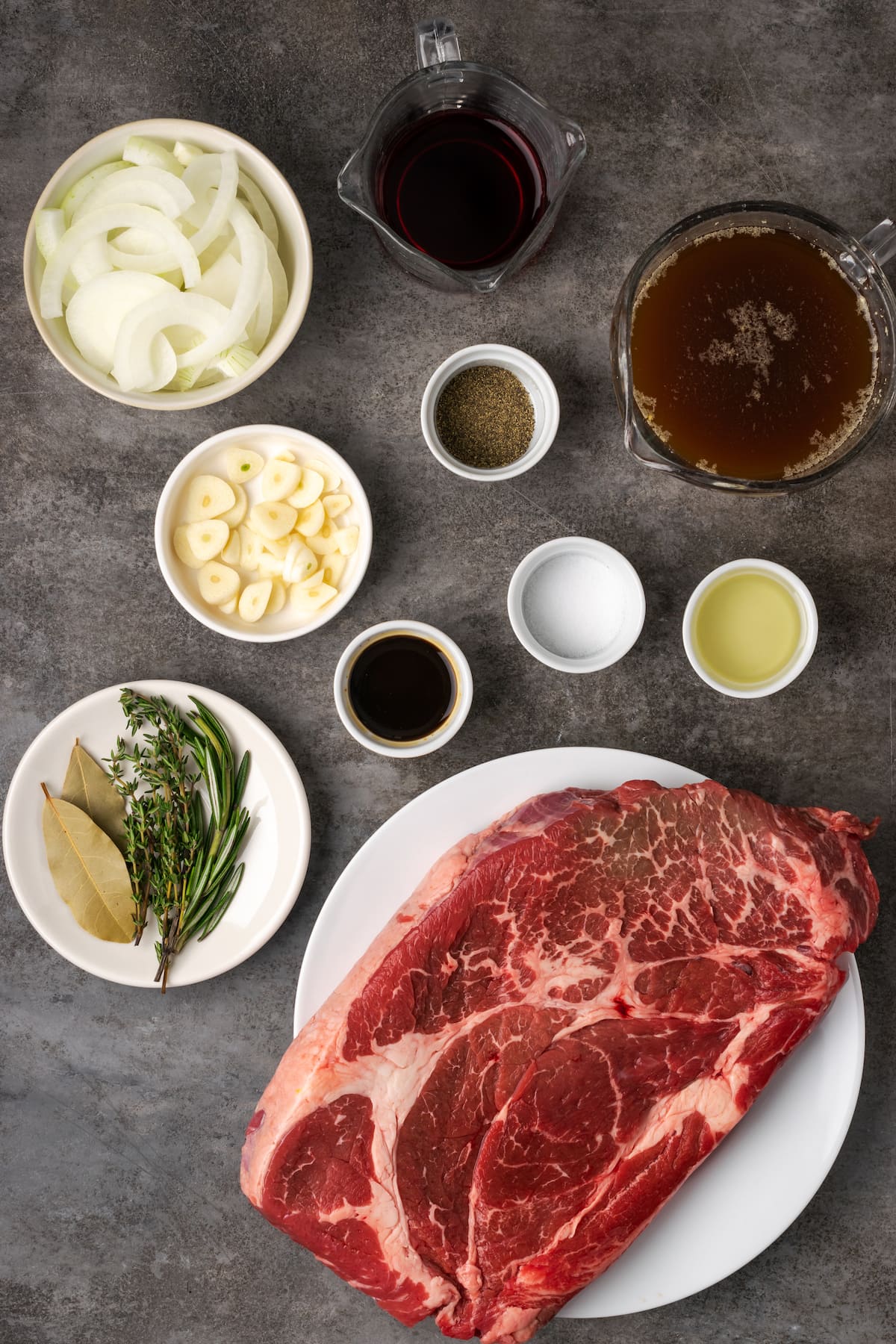 The ingredients for instant pot chuck roast.