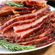 glazed Easy Crock Pot Ham on a plate