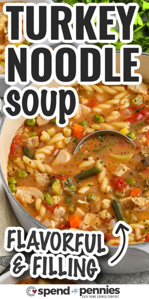 flavorful and filling Turkey Vegetable Soup with writing