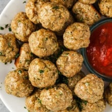 plated Chicken Meatballs