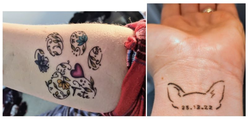 Dr Karyn's memorial tattoos for her dogs