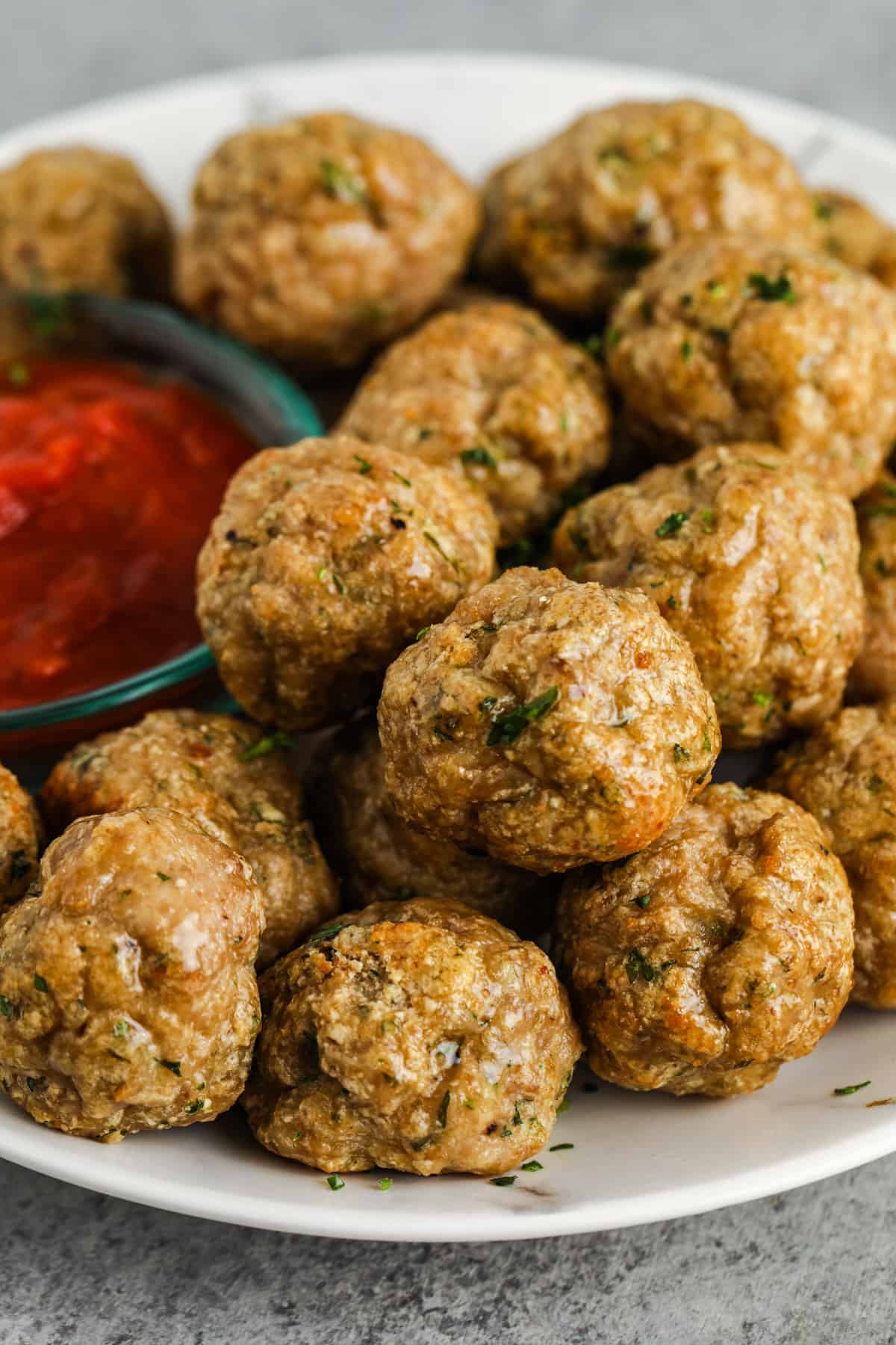 plated Chicken Meatballs