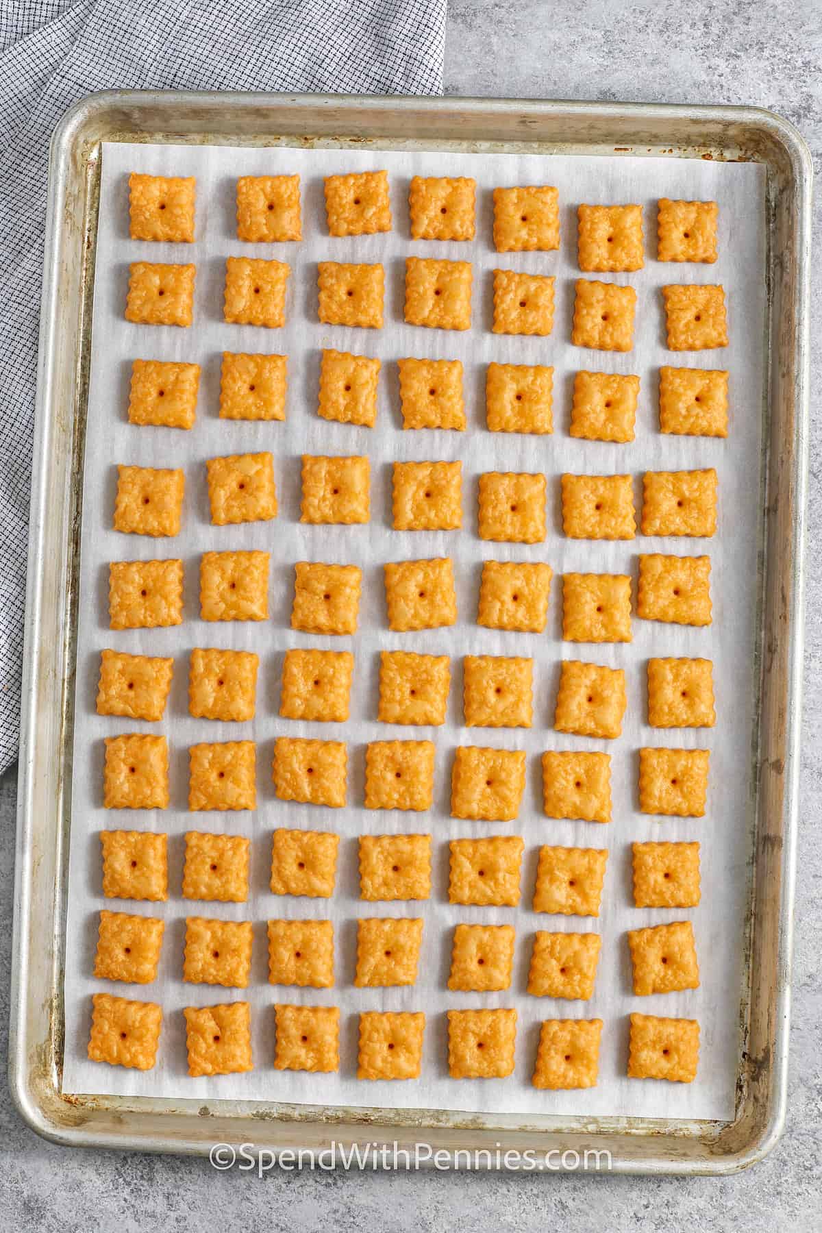 sheet pan of crispy Homemade Cheez-Its