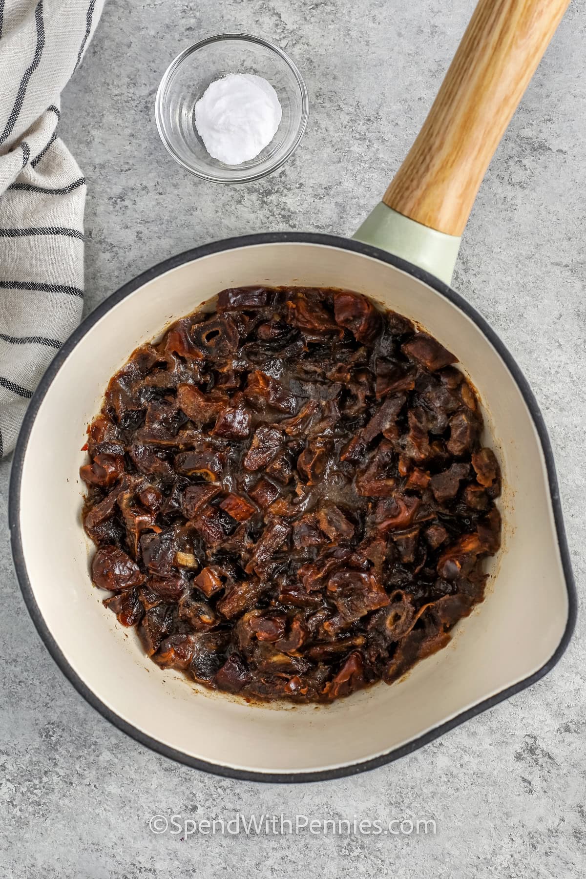 pot of cooked dates to make Sticky Toffee Pudding