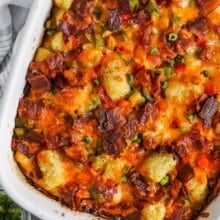 close up of Tater Tot Breakfast Casserole