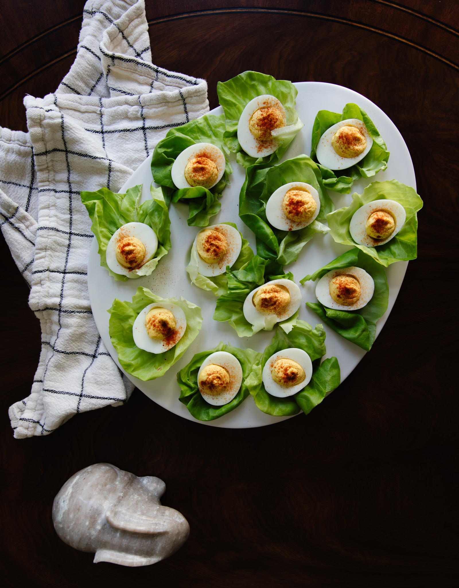 Platter of classic deviled eggs