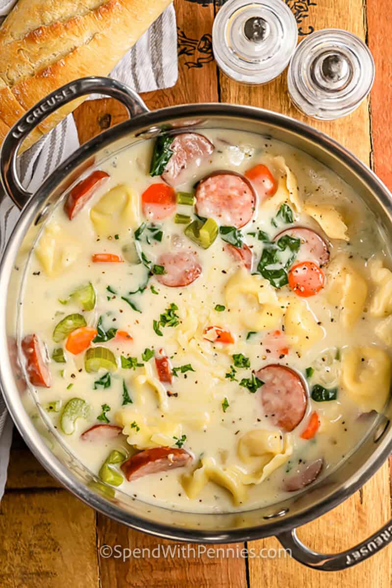 pot of Creamy Tortellini Soup