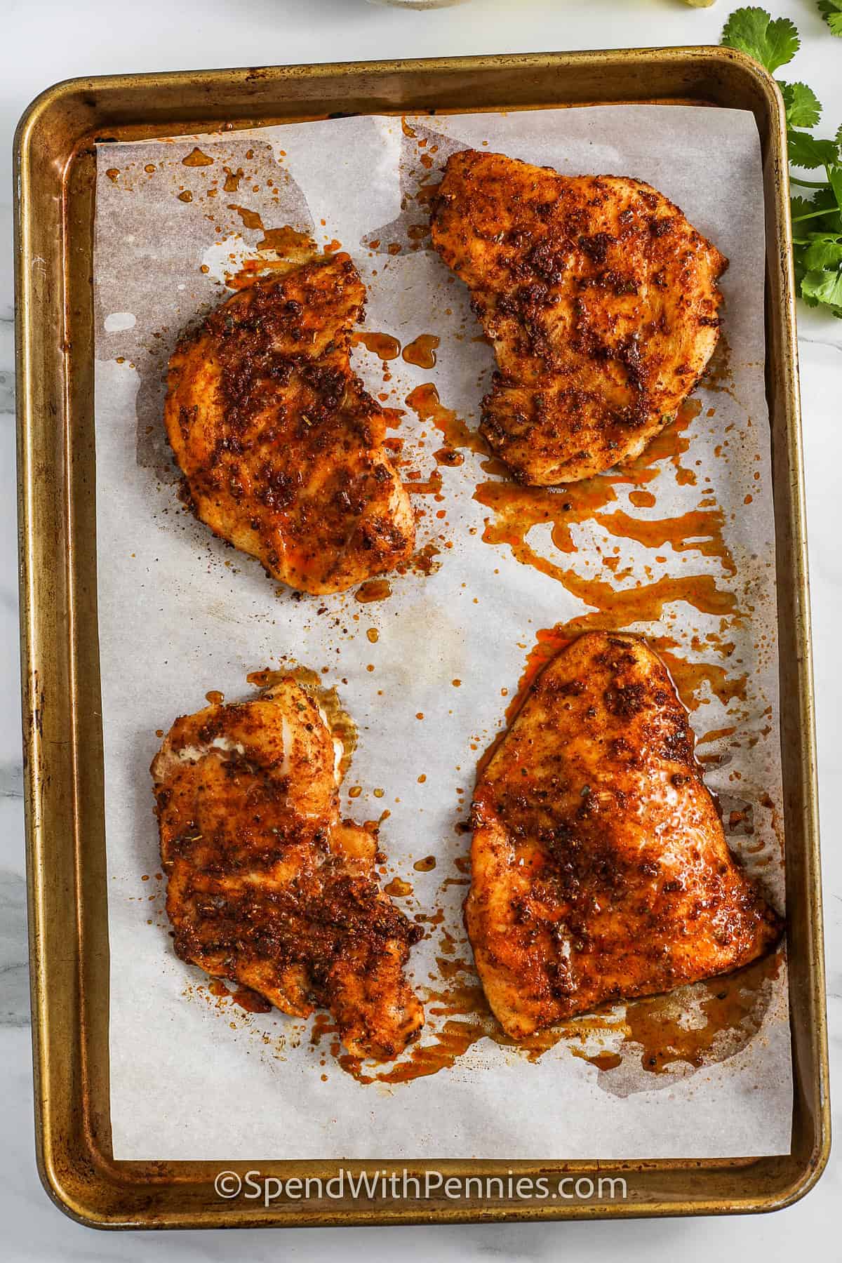 4 pieces of cod on a sheet pan for Fish Tacos