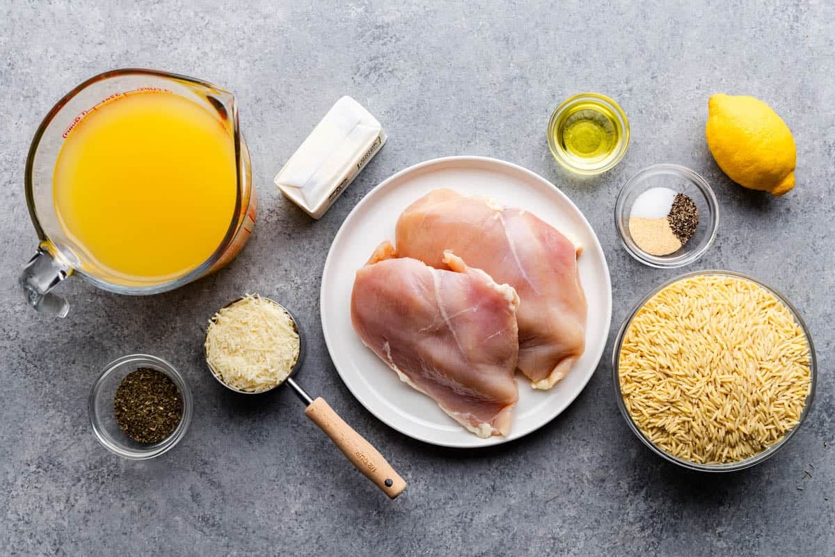 Ingredients used to make Lemon Chicken & Orzo.