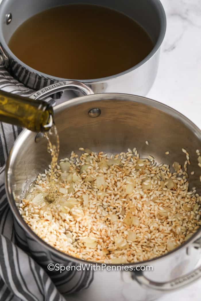 Ingredients for Parmesan Risotto in a pot